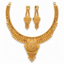 ZENEME Gold Plated Alloy Leaf Fringe Heritage Temple Necklace Set with Matching Earring Jewellery Set For Women & Girls