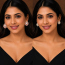 Rhodium Plated Round Swirl Floral Stud Earrings Set of 2 Pairs for Women & Girls