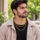 Gold Plated Box & Wheat Link Chain Combo for Men & Boys