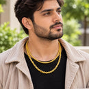 Gold Plated Snake & Cuban Link Chain Combo for Men & Boys