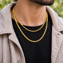 Gold Plated Cuban & Snake Link Chain Combo for Men & Boys