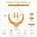 ZENEME Gold Plated Alloy Leaf Cascade Traditional Temple Necklace Set with Matching Earring Jewellery Set For Women & Girls