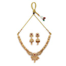 ZENEME Gold Plated Traditional Pearl Cluster Necklace with Matching Earring Antique Jewellery Set For Women & Girls Gold Toned Necklace Set For Woman