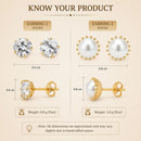 Gold Plated Pearl & Crystal Charm Stud Earrings Set of 2 Pairs for Women & Girls