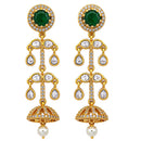 Gold Plated Crystal Pearl Drop Earrings for Women & Girls