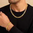 Gold Plated Classic Gold Figaro Link Chain & Bracelet Set for Men & Boys