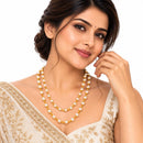 ZENEME Gold Plated Finish Handmade Work Multi-Pearl Mala Jewellery For Women