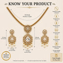 ZENEME Gold Plated AD Traditional Pearl Drop Floral Medallion Necklace Set with Matching Earring Jewellery Set For Women & Girls