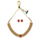 ZENEME Gold Toned CZ Choker Necklace Set for Women Traditional Jewellery Set with Matching Earrings