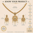 ZENEME Gold Plated AD Pearl Drop Traditional Floral Medallion Necklace Set with Matching Earring Jewellery Set For Women & Girls