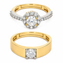 Set of 2 Gold Plated AD Floral Halo Adjustable Ring Combo for Women & Girls