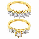 Set of 2 Gold Plated AD Crystal Bloom Adjustable Ring Combo for Women & Girls