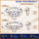 Set of 2 Rhodium Plated AD Shimmer Leaf Adjustable Ring Combo for Women & Girls