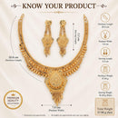 ZENEME Gold Plated Alloy Leaf Fringe Heritage Temple Necklace Set with Matching Earring Jewellery Set For Women & Girls