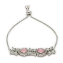 ZENEME Set of 3 Rhodium Plated AD Emerald Teardrop Halo Necklace Set & Bracelet For Woman