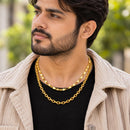 Gold Plated Box & Wheat Link Chain Combo for Men & Boys