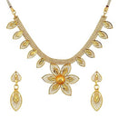 Gold Plated Intricate Floral Design Necklace Combo With Bracelet & Ring