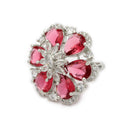 Rhodium Plated AD Crystal Petal Radiance Adjustable Ring for Women & Girls
