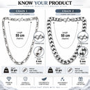 Silver Plated Rope & Snake Link Chain Combo for Men & Boys
