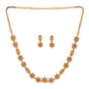 ZENEME Gold Plated Traditional Pearl Cluster Necklace with Matching Earring Antique Jewellery Set For Women & Girls Gold Toned Necklace Set For Woman
