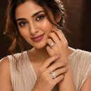 Set of 2 Rhodium Plated AD Regal Crystal Adjustable Ring Combo for Women & Girls
