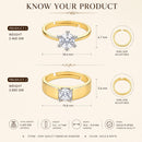 Set of 2 Gold Plated AD Luxe Halo Adjustable Ring Combo for Women & Girls
