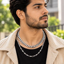 Silver Plated Box & Cuban Link Chain Combo for Men & Boys