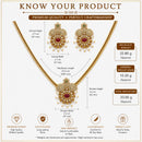 ZENEME Gold Plated AD Traditional Floral Medallion Necklace Set with Matching Earring Jewellery Set For Women & Girls