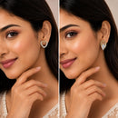 Gold Plated Layered Teardrop Stud Earrings Set of 2 Pairs for Women & Girls