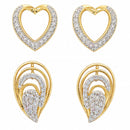 Gold Plated Layered Teardrop Stud Earrings Set of 2 Pairs for Women & Girls