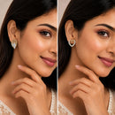 Gold Plated Layered Teardrop Stud Earrings Set of 2 Pairs for Women & Girls