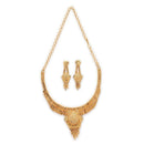ZENEME Gold Plated Alloy Leaf Fringe Heritage Temple Necklace Set with Matching Earring Jewellery Set For Women & Girls