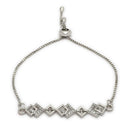 ZENEME Set of 2 Silver Plated AD Interlocking Square Geometric Link Necklace & Bracelet Combo Jewellery Set For Women & Girls Silver Toned
