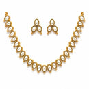 ZENEME Gold-Plated Stone Studded Pearl Choker Necklace Set with Earrings for Women & Girls