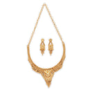 ZENEME Gold Plated Alloy Leaf Charm Traditional Temple Necklace Set with Matching Earring Jewellery Set For Women & Girls