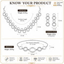 ZENEME Set of 3 Rhodium Plated AD Floral Fringe Bracelets & Necklace Set Jewellery Set For Women & Girls Silver Toned