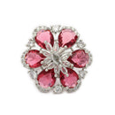Rhodium Plated AD Crystal Petal Radiance Adjustable Ring for Women & Girls