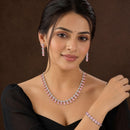 ZENEME Set of 3 Rhodium Plated AD Necklace Set & Bracelet Jewellery Set For Women & Girls