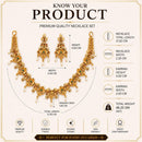 ZENEME Gold Plated Traditional Pearl Cluster Necklace with Matching Earring Antique Jewellery Set For Women & Girls Gold Toned Necklace Set For Woman