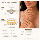 Set of 2 Gold Plated AD Floral Halo Adjustable Ring Combo for Women & Girls