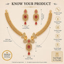 ZENEME Gold Plated Traditional Pearl Cluster Necklace with Matching Earring Antique Jewellery Set For Women & Girls Gold Toned Necklace Set For Woman
