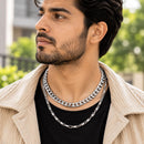 Silver Plated Box & Cuban Link Chain Combo for Men & Boys