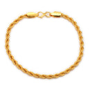 Gold Plated Sleek Gold Twisted Rope Link Chain & Bracelet Set for Men & Boys