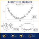 ZENEME Set of 3 Rhodium Plated AD Necklace Set & Bracelet Jewellery Set For Women & Girls