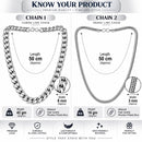 Silver Plated Snake & Cuban Link Chain Combo for Men & Boys
