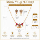 ZENEME Gold Plated AD Kundan Floral Ghungroo Pearl Drop Necklace with Matching Earring Jewellery Set For Women & Girls Gold Toned Necklace Set For Woman