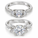Set of 2 Rhodium Plated AD Shimmer Leaf Adjustable Ring Combo for Women & Girls