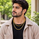 Gold Plated Box & Wheat Link Chain Combo for Men & Boys