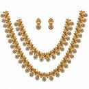ZENEME Set of 4 Antique Gold Plated Brass With Pearl Traditional South Indian Bridal Jewellery Set For Women & Girls Gold Toned
