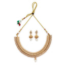 ZENEME Gold Toned White Stone Studded Kundan Style Choker Necklace Set with Pearl Drop Jhumka Earrings for Women & Girls
